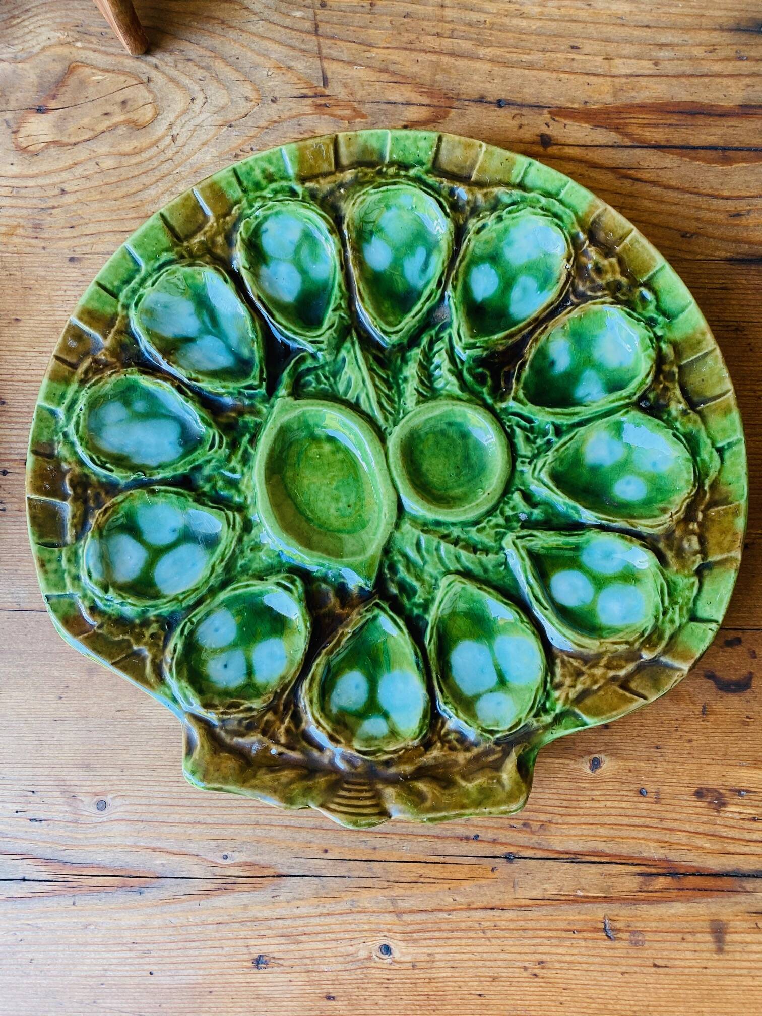 Ceramic oyster dishes signed Vallauris