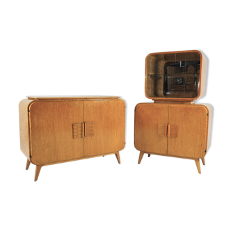 Vintage sideboard & showcase set by Jindřich Halabala for UP Závody, 1946