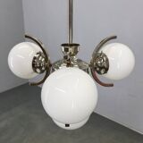 Art Deco Nickel and Glass Chandelier, 1930s