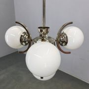 Art Deco Nickel and Glass Chandelier, 1930s