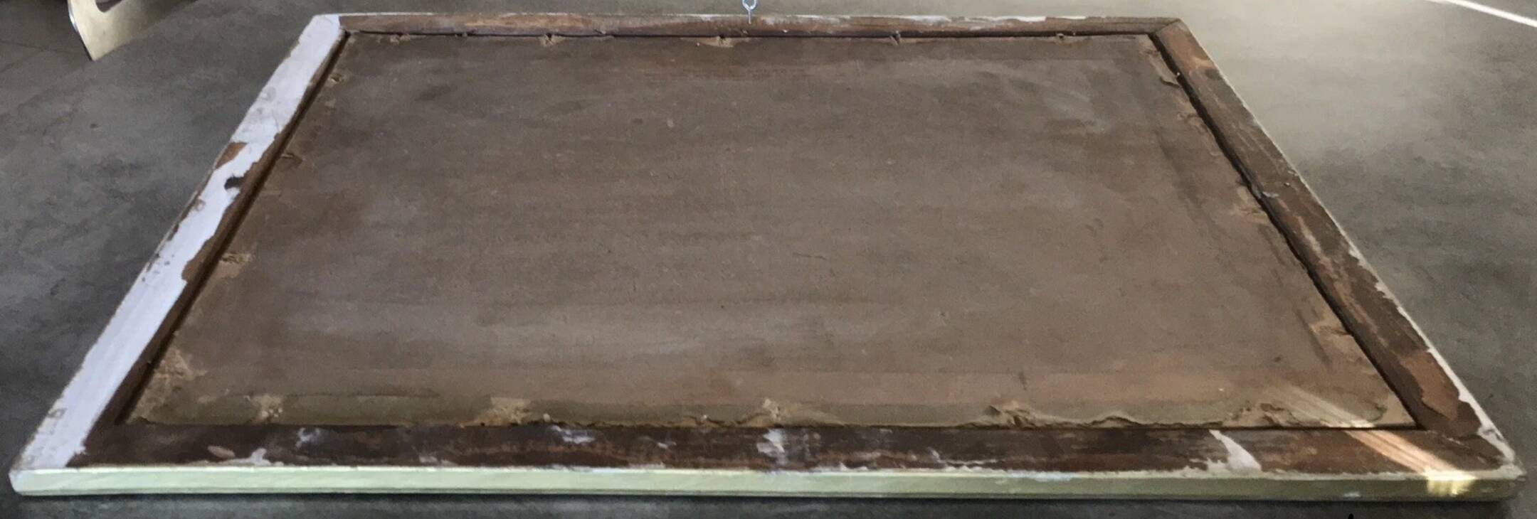 Old painting with a polychrome print decoration of ducks in nature.