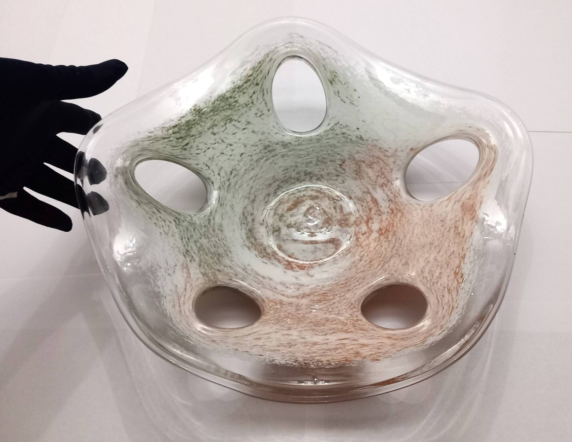 Large handcrafted glass bowl / fruit bowl / centerpiece