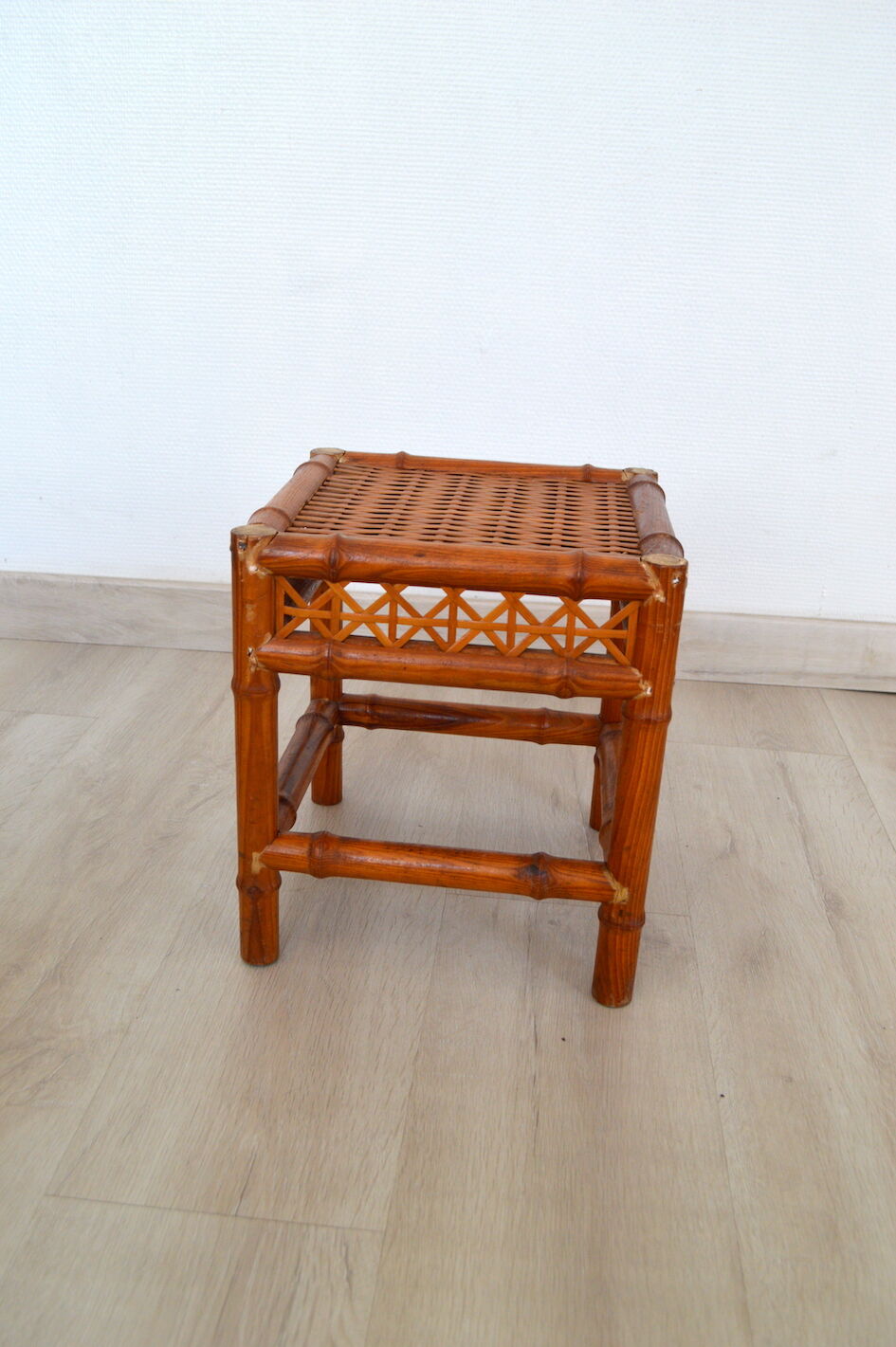 Wood and wicker coffee table