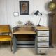Bureau escamotable chêne patine