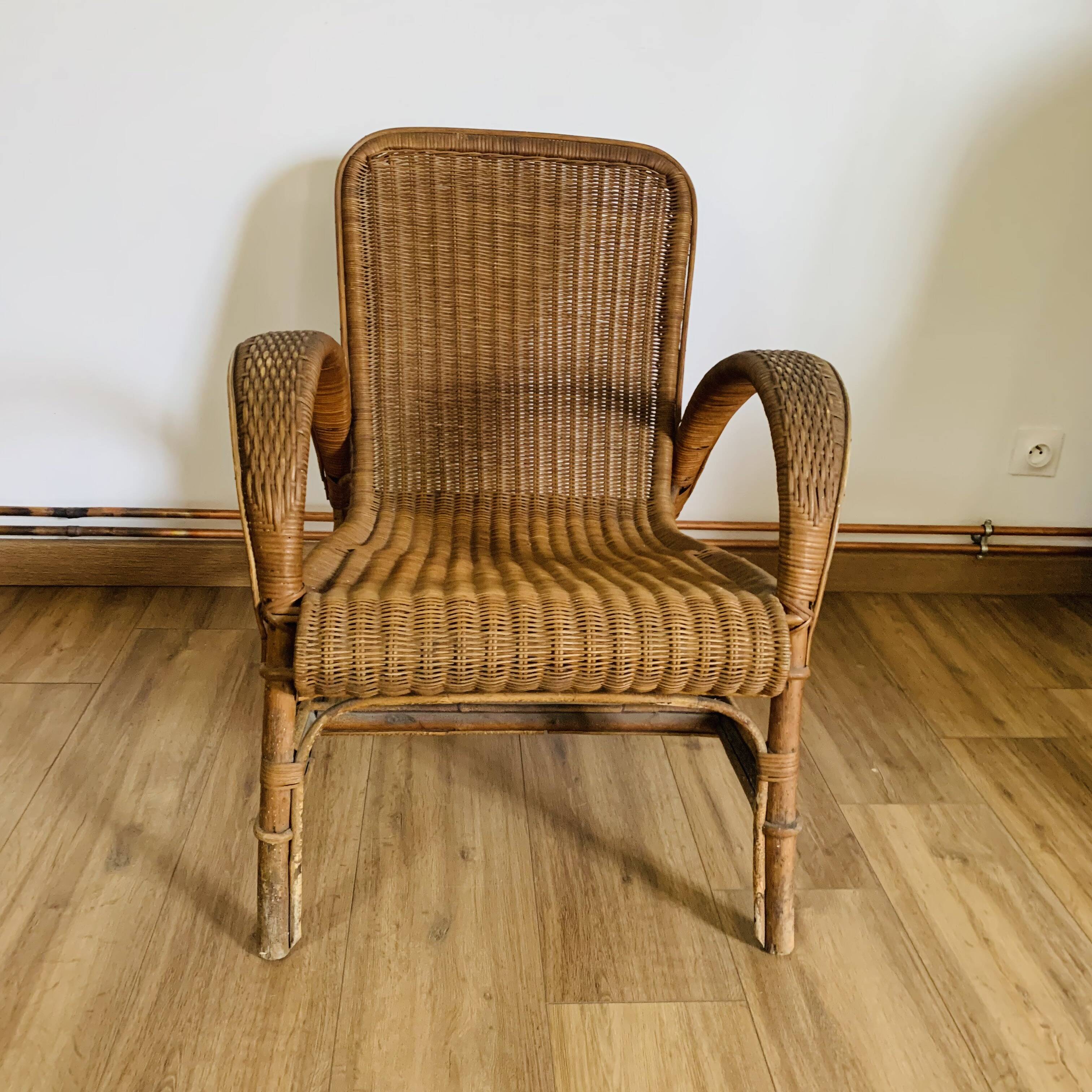 Fauteuil osier et rotin