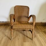 Wicker and rattan armchair