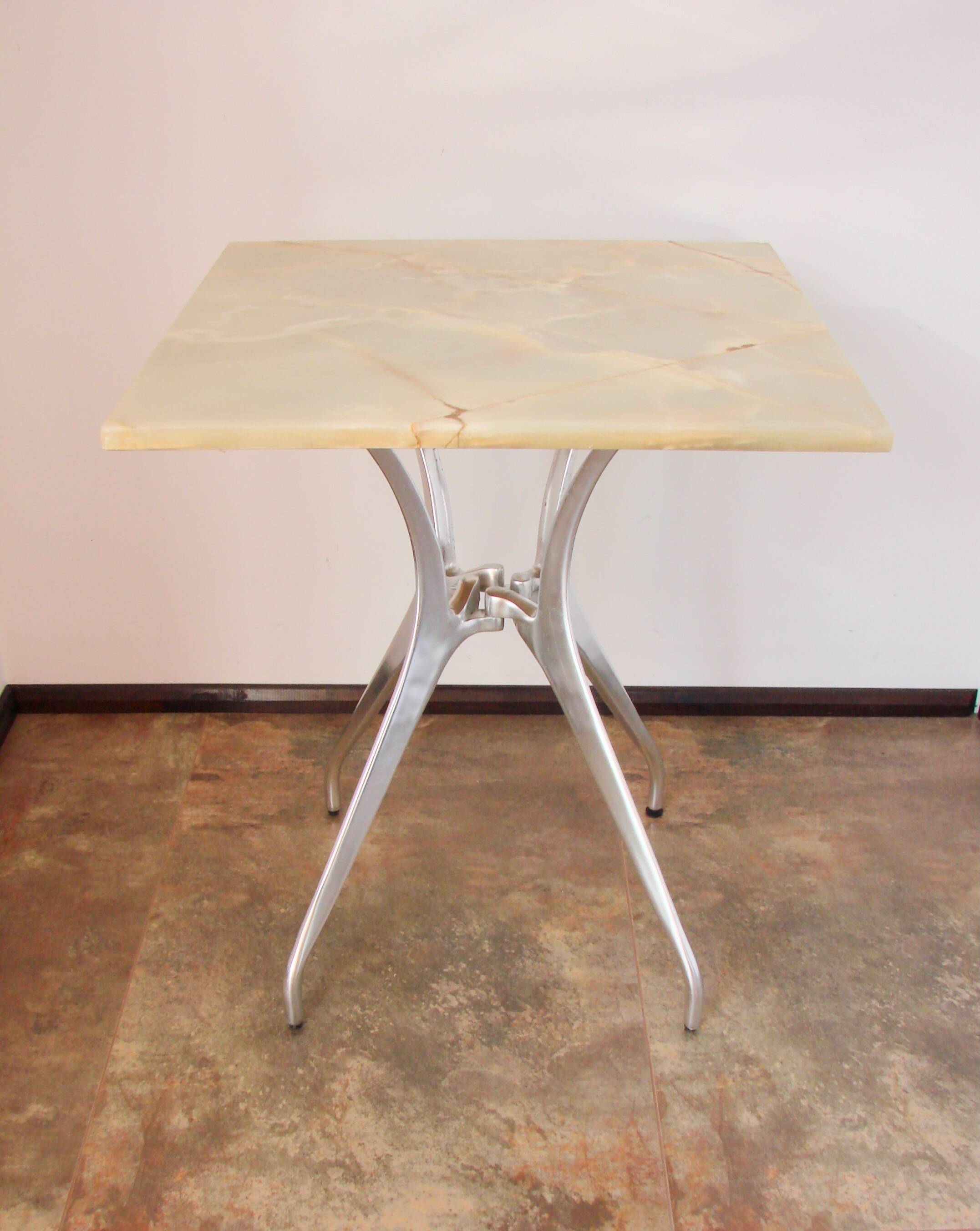 Modernist stone table from the 1970s – aluminum, vintage