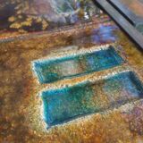 Set of 2 tables enamelled lava
