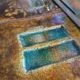 Set of 2 tables enamelled lava