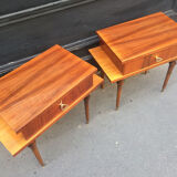 60s-old bedside table in varnished wood