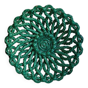 Woven ceramic basket signed Vallauris