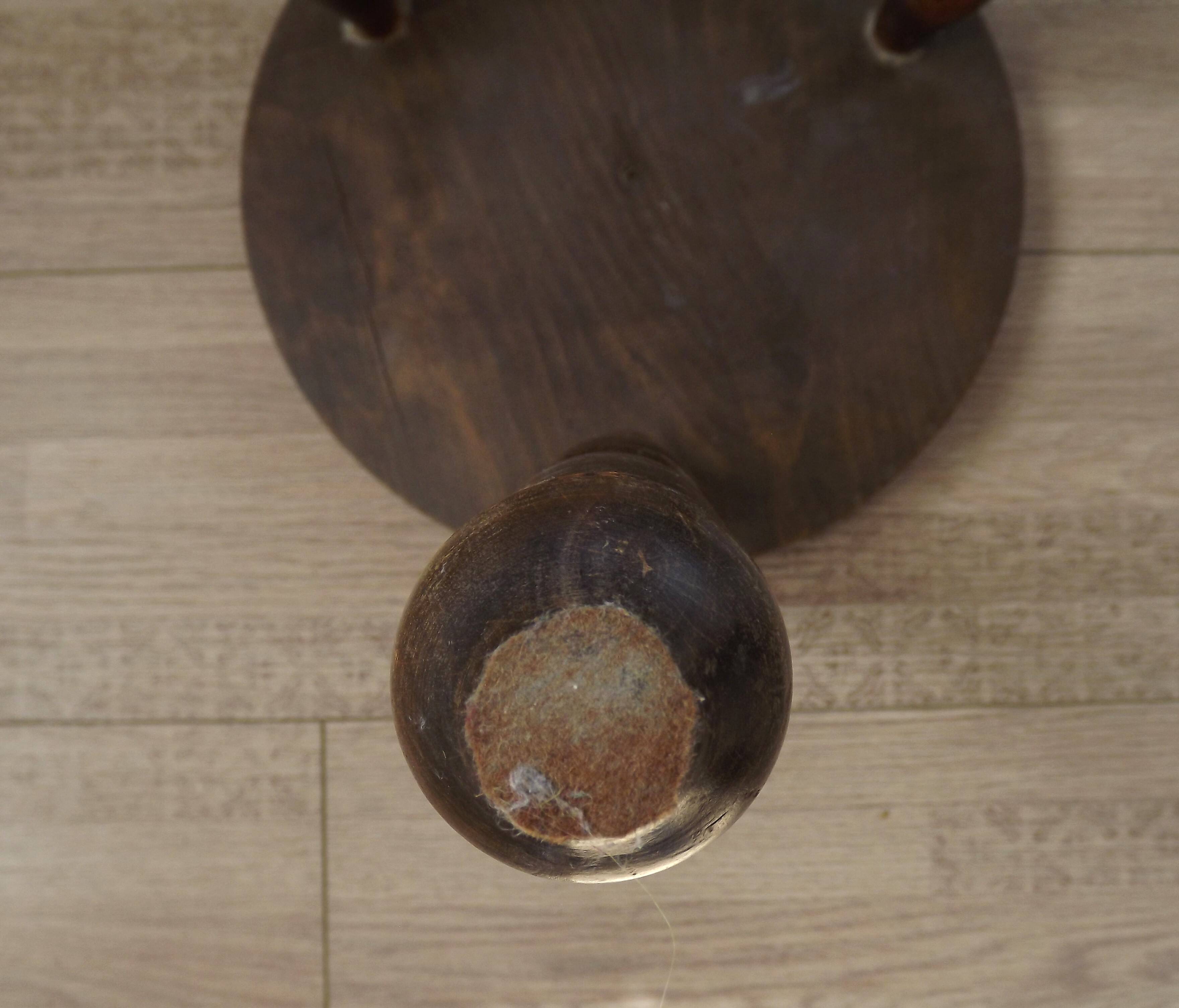 Vintage French Handmade Wooden Milk Stool with 3 Spindle Legs and Bullseye Seat 5311