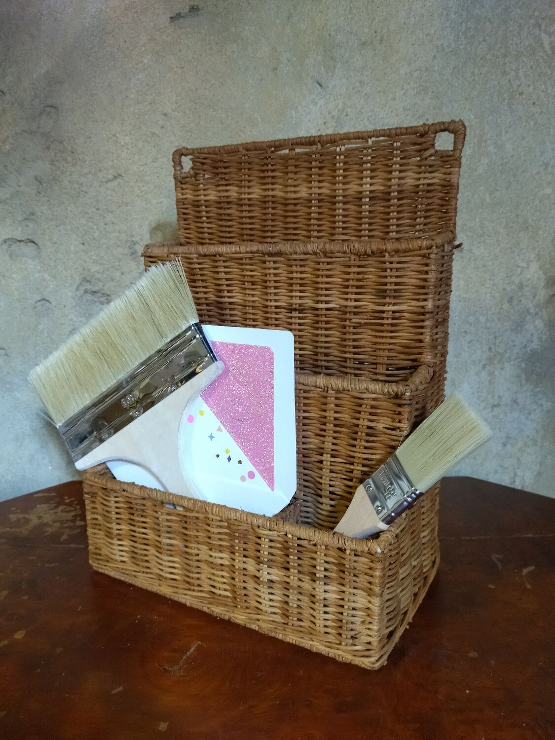 Vintage wicker wall basket