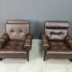 Pair of leather armchairs made in Denmark, 1960s