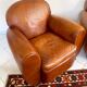 Pair of leather club chairs