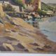 Old painting - Oil on canvas Lake Geneva Chateau de Glérolles (Switzerland)