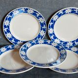 Five dessert plates of Badonviller with flowers