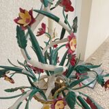 Vintage Floral chandelier in painted sheet metal