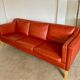 Vintage Danish mid-century Mogens Hansen 3 person cognac leather sofa