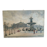 Adrien Raphaël Noulin huile sur toile Naïf/Paris,  la Concorde.