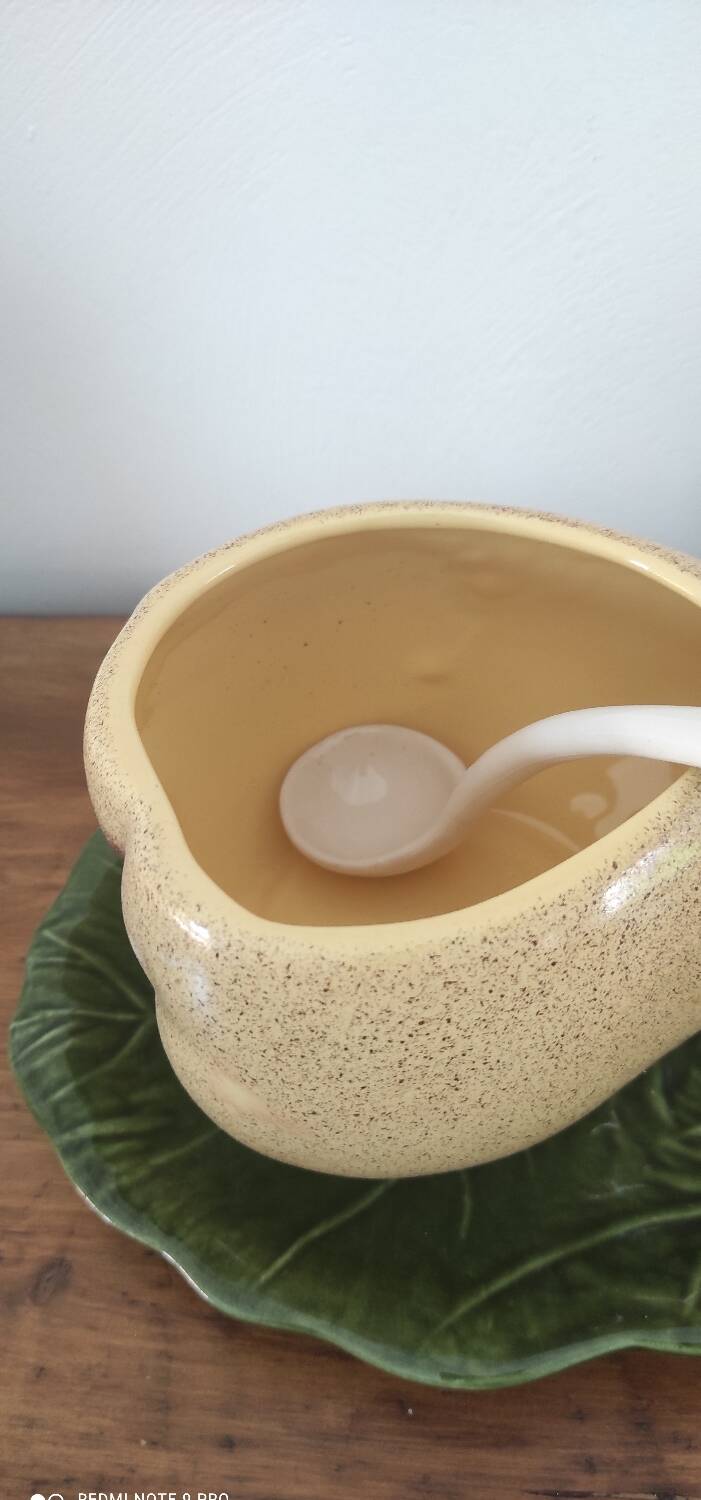 Vintage barbotine pear compotier