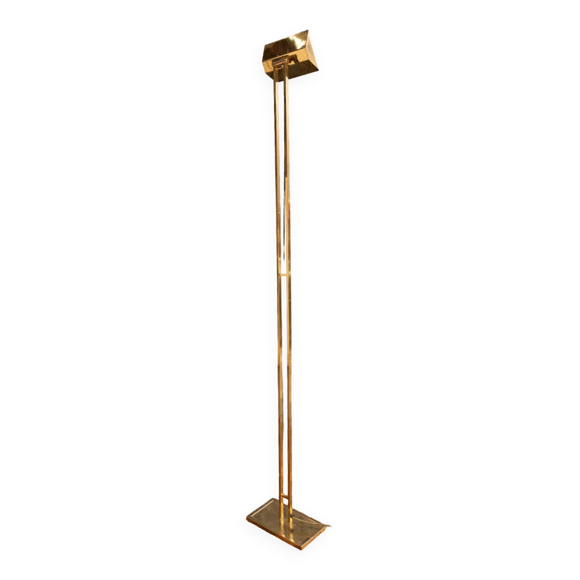 Halogen gilded metal floor lamp 1980 modernist