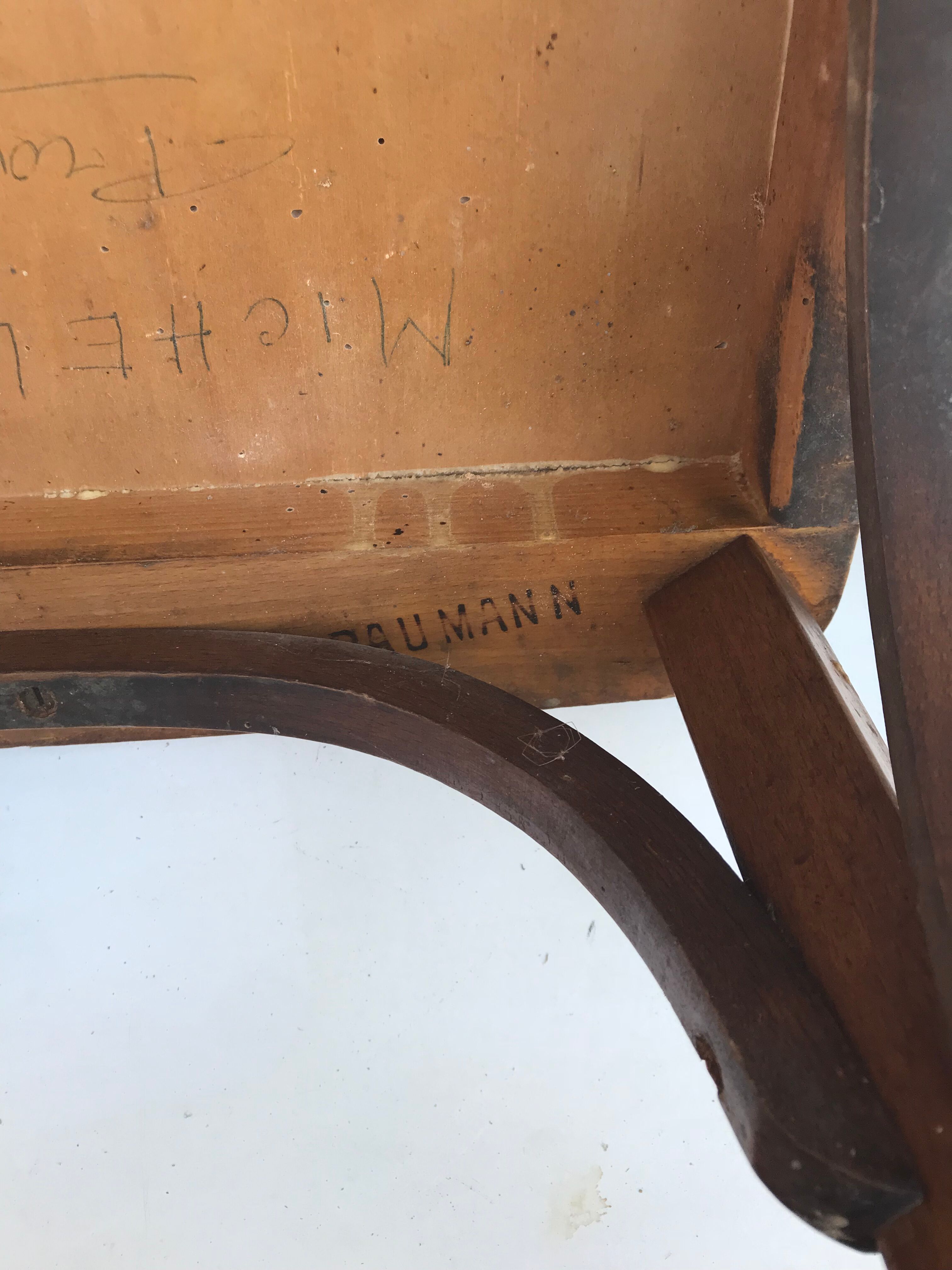 Serie de 4 chaises anciennes bistrot Baumann années 60