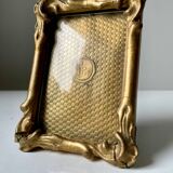 Cadre antique en bois doré art nouveau 11,5 cm x 8,5 cm verre convexe