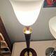 Large MAZDA 1950 Lamp Opaline Tulip/wood/metal