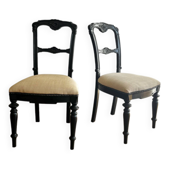 Pair of antique wooden chairs in the style of Giacomo Cometti