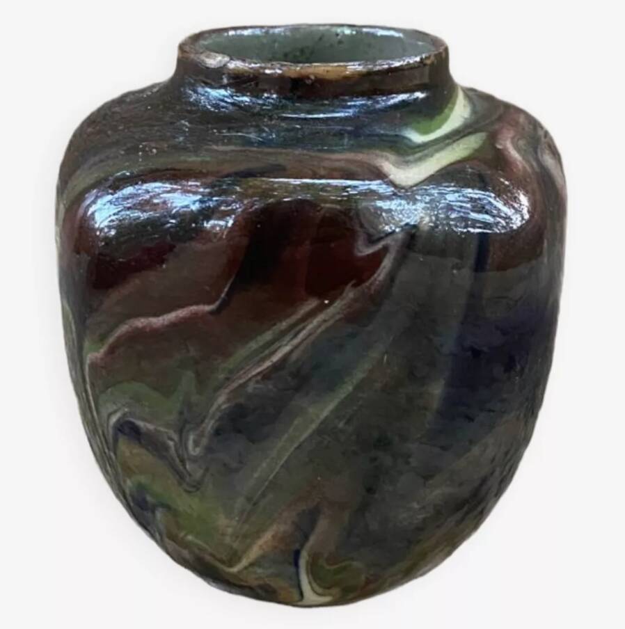 Vase in marbled glazed earthenware, Savoie