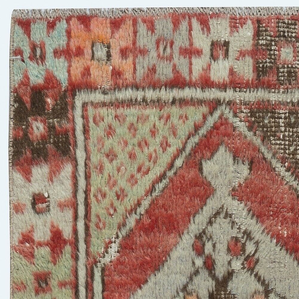 Vintage Scatter Rug, circa 1950, Wool Hand Knotted Turkish Doormat