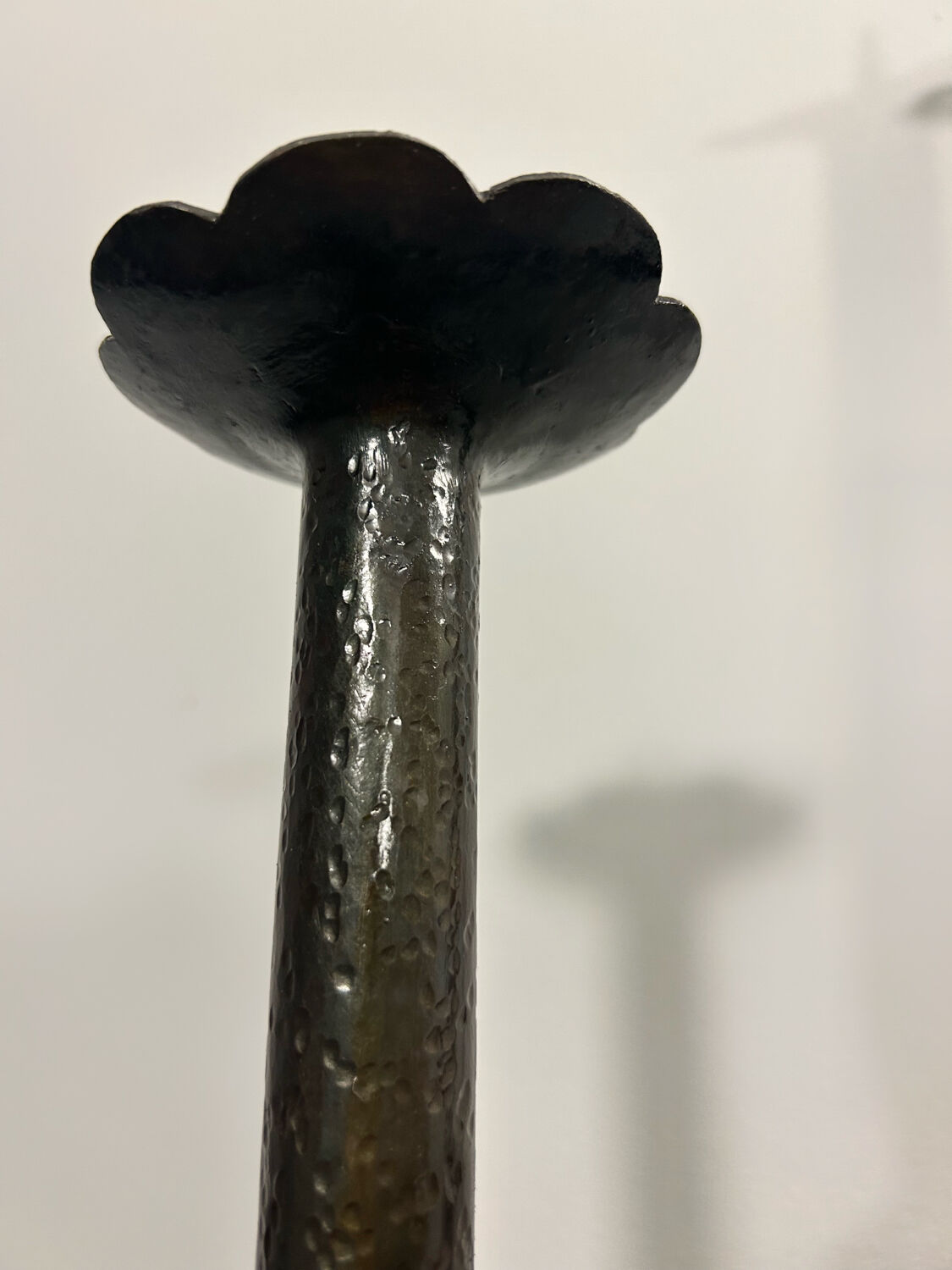 Brutalist wrought iron candlestick from the 70s