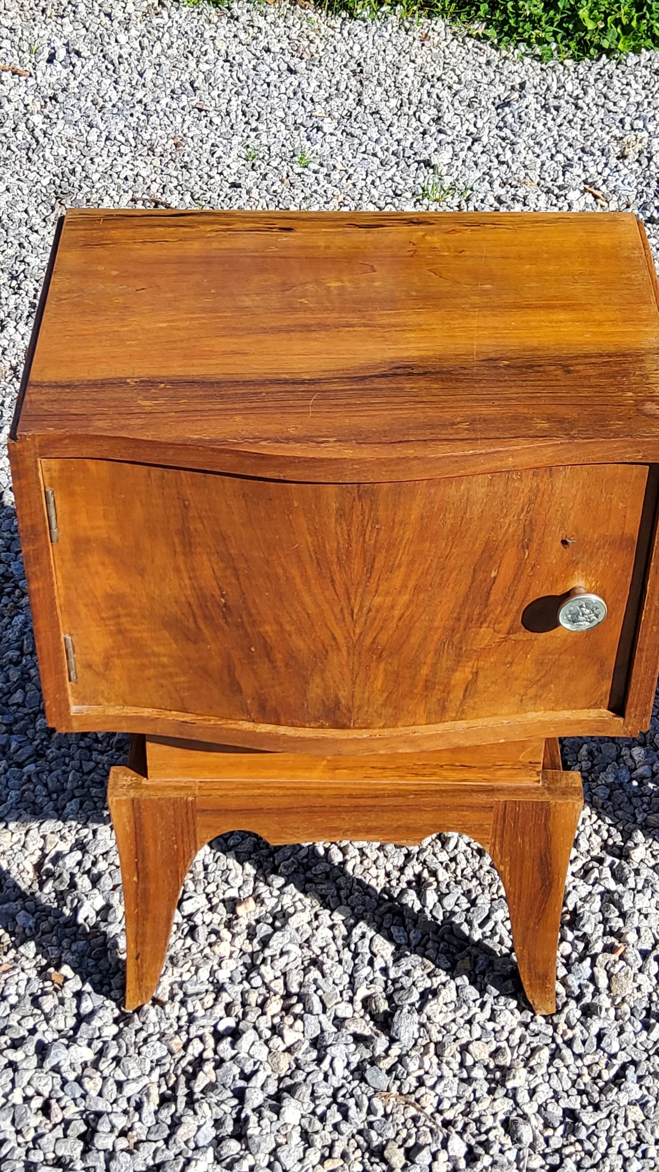 Pair of vintage 50s walnut bedside tables