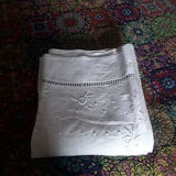 White sheet 2 people cotton embroidered with roses