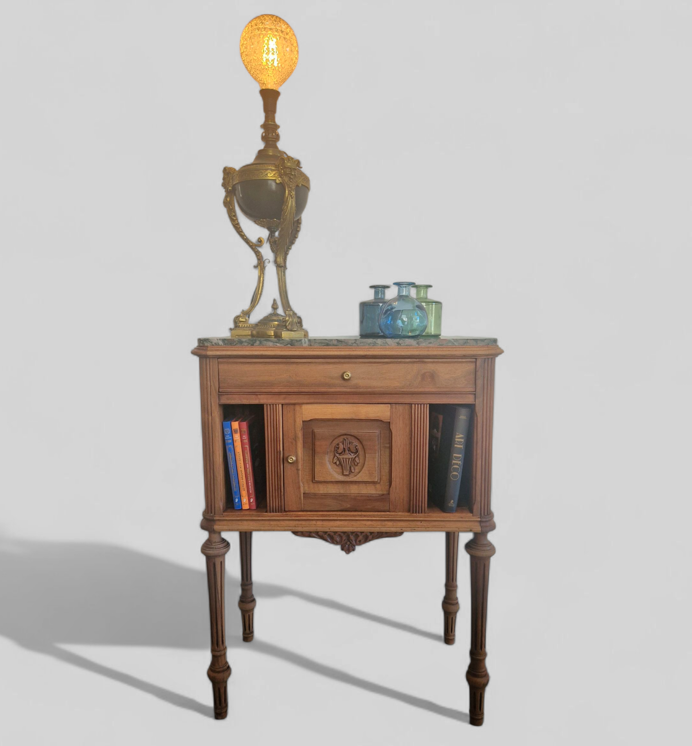 Walnut and green marble sideboard – Louis XVI style – Early 19th century