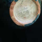 Petit vase en grès vintage dans les teintes vertes, effets craquelés