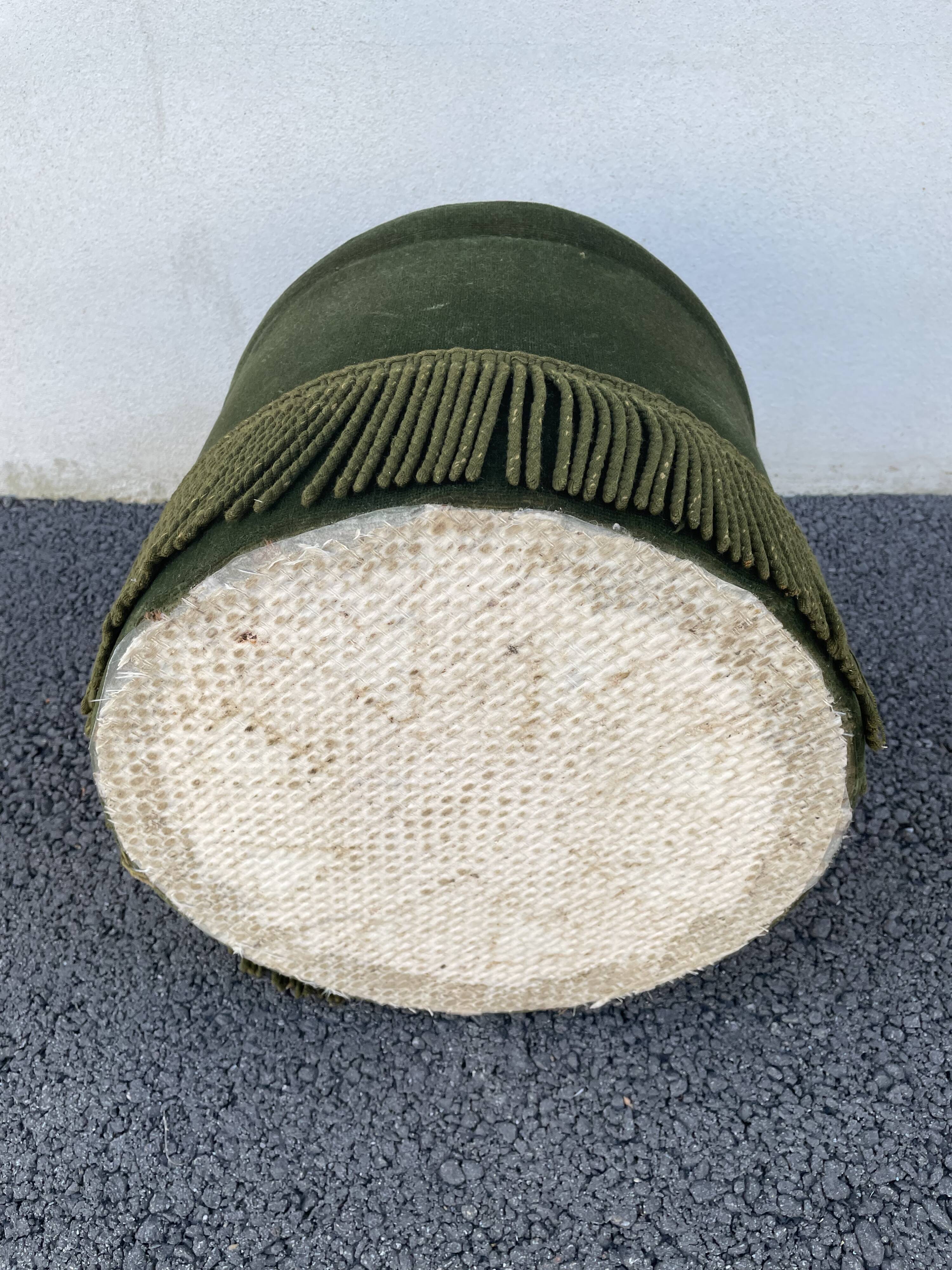 Green velvet pouf