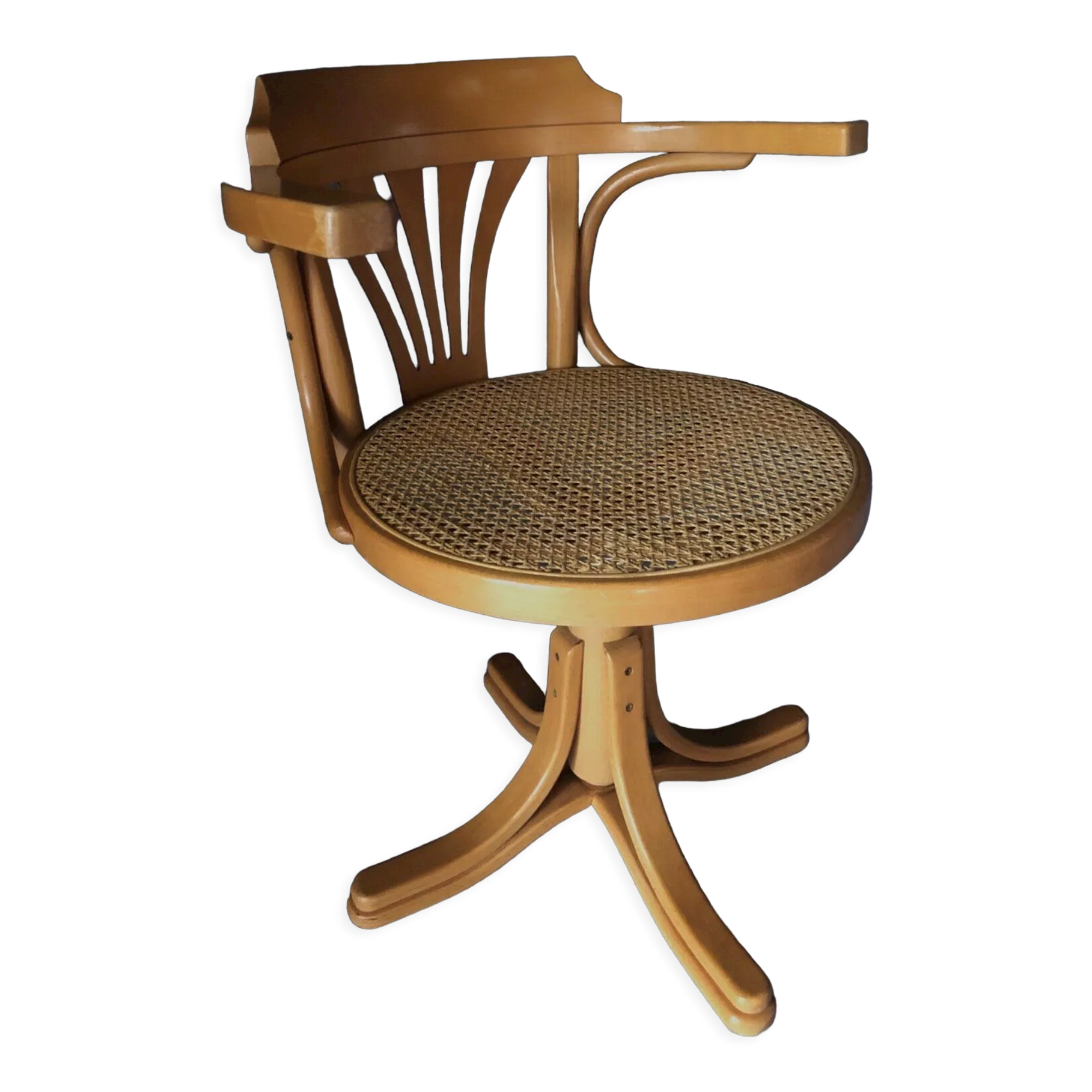 Armchair american turning desk wood hanger chene clair 1960 cannage