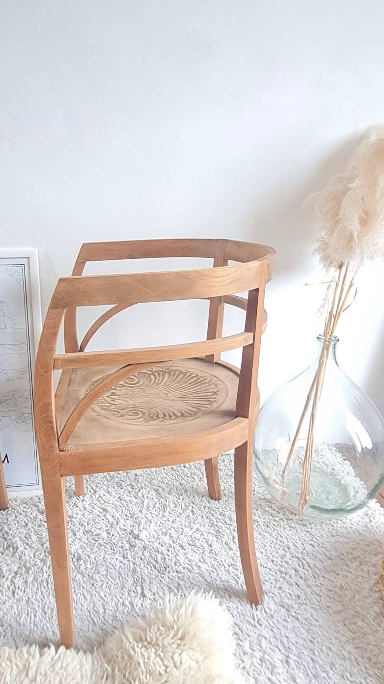 Pair of chairs in the style of antique armchairs circa 1940 - engraved seat.