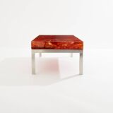Marie-Claude De Fouquières orange fractal resin coffee table 1970