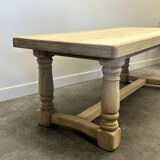 Large Sanded Full Oak Vintage French Dining Table, 1960s. France