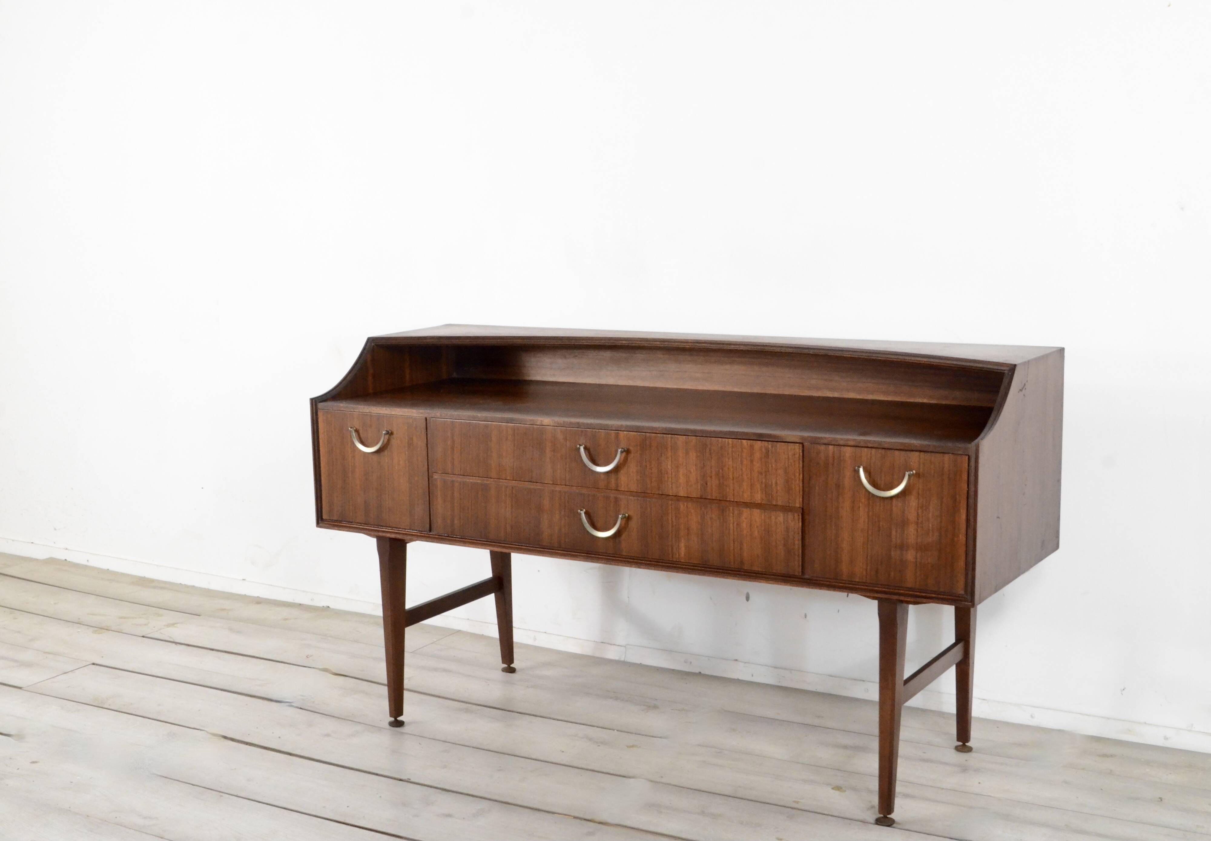 Buffet Meredew en teck et laiton des années 50. Style vintage moderne / danois.