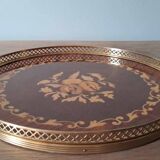 Round tray in art deco marquetry