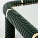 Olive green ceramic and brass coffee table by Tommaso Barbi 1970