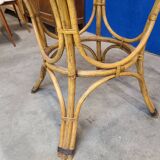 70's smoked glass and rattan table