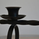 Brutalist candle holder in black iron