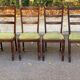 4 chaises bois massif et velours vert