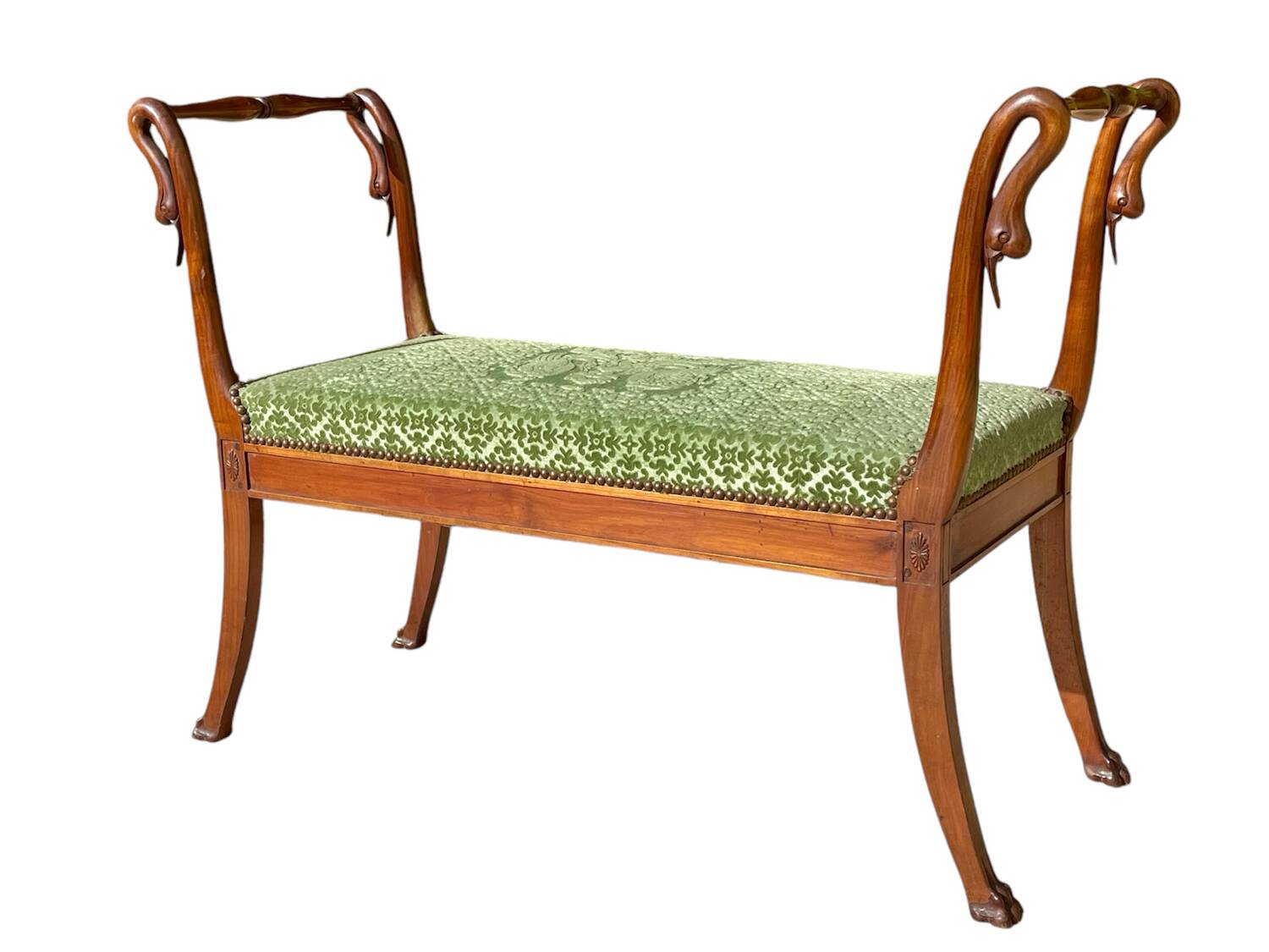 Empire Style Mahogany Swan Neck Bench