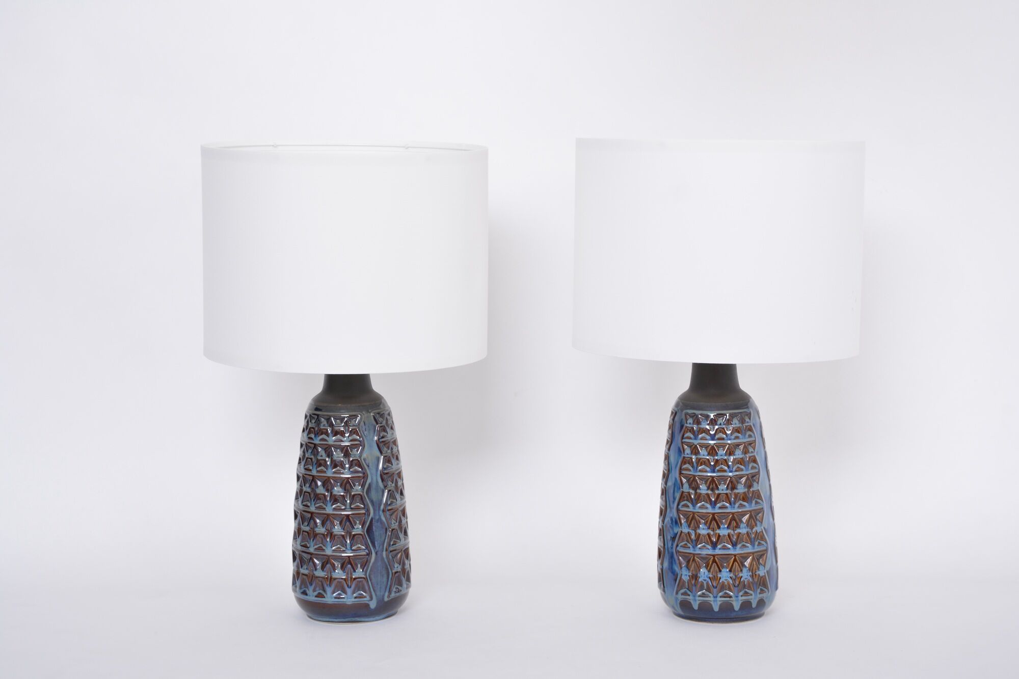 Pair of Tall Blue Mid-Century Modern Table Lamps model 3340 by Einar Johansen for Soholm